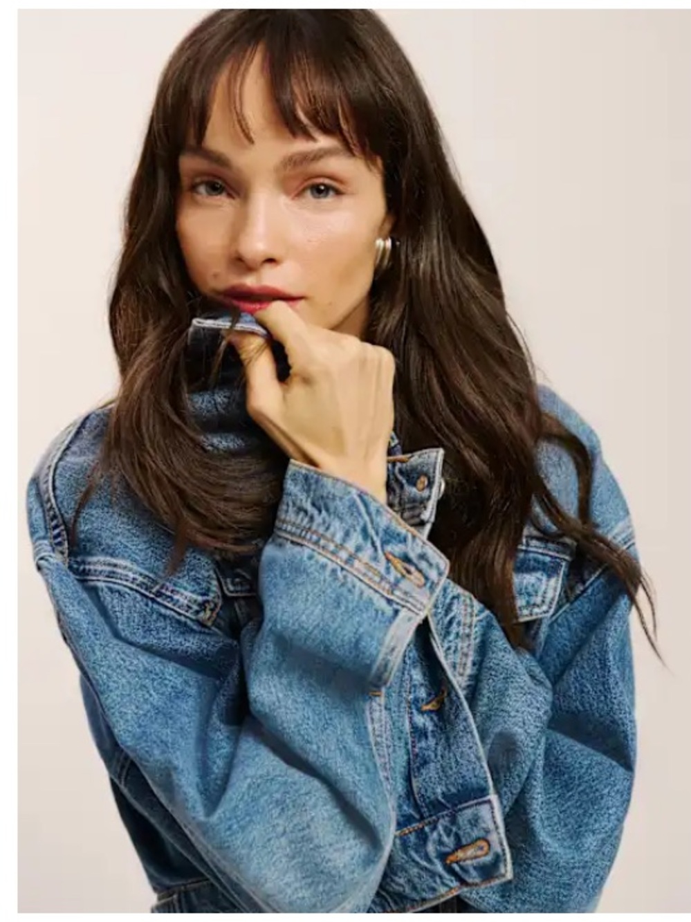 Reformation Jori Cropped Denim Jacket Blue - Size S